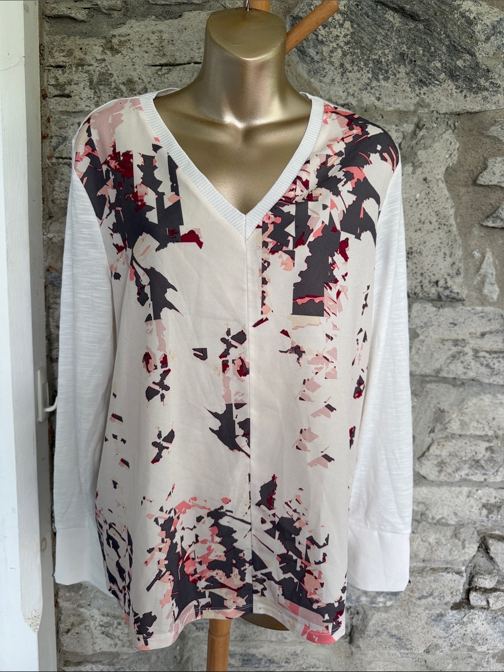 CK Floral Abstract Print Long Sleeve Top